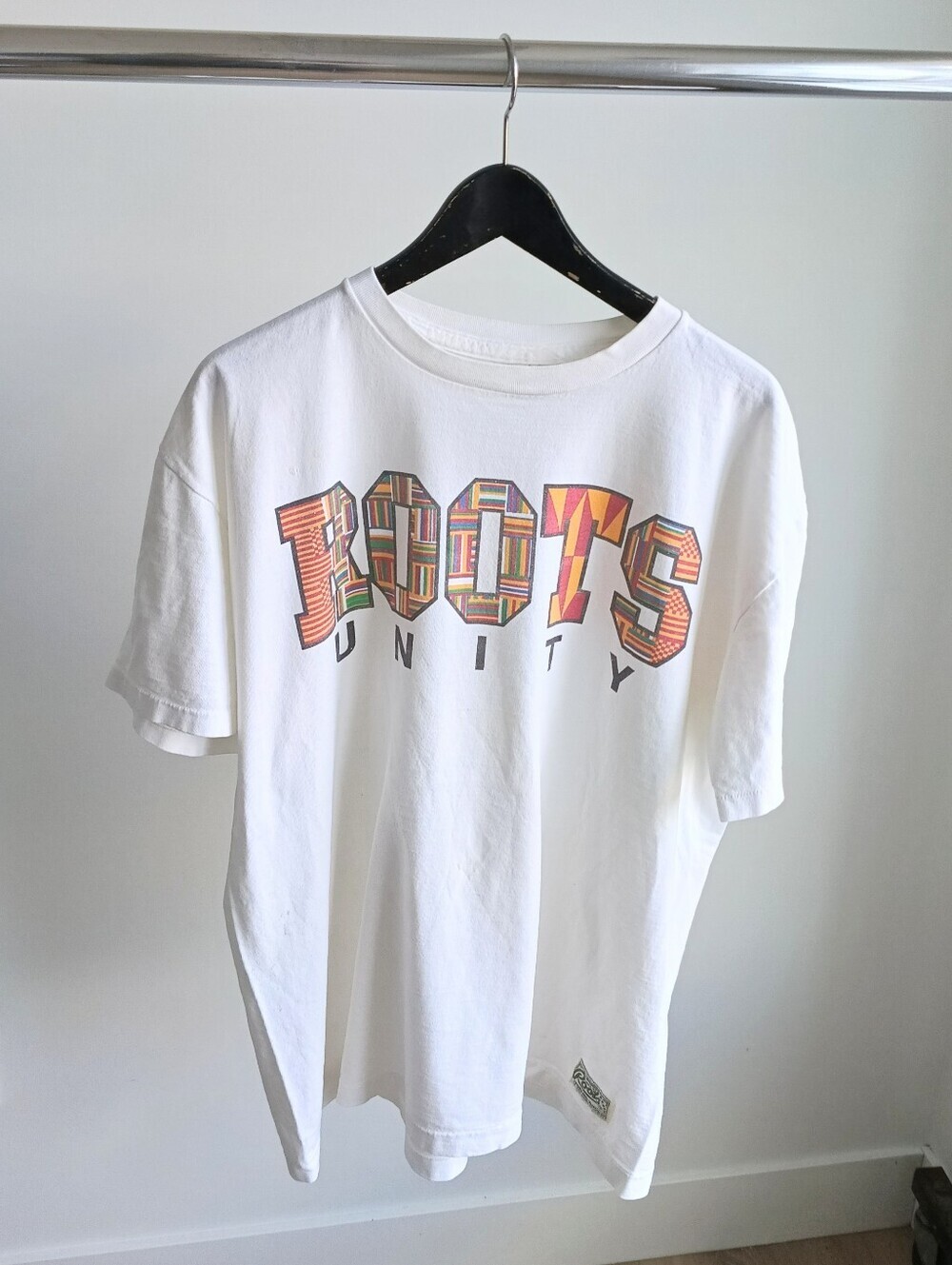 Vtg 90s Roots Unity Graphic Tee Distressed Made In Canada XL